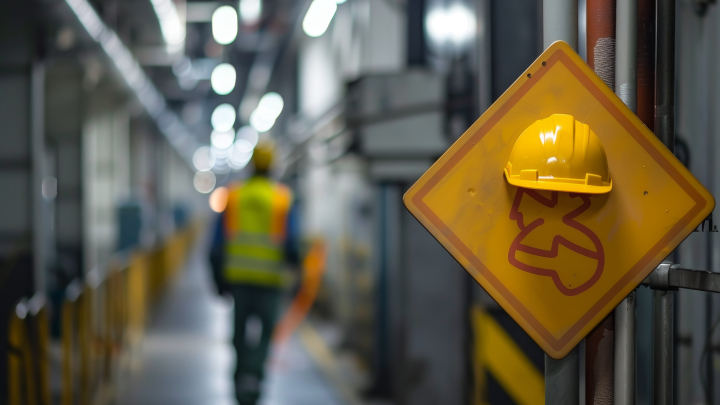 Diversa señalética asociada a la prevención de riesgos laborales.