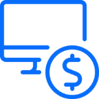Icono pantalla ordenador y dolar