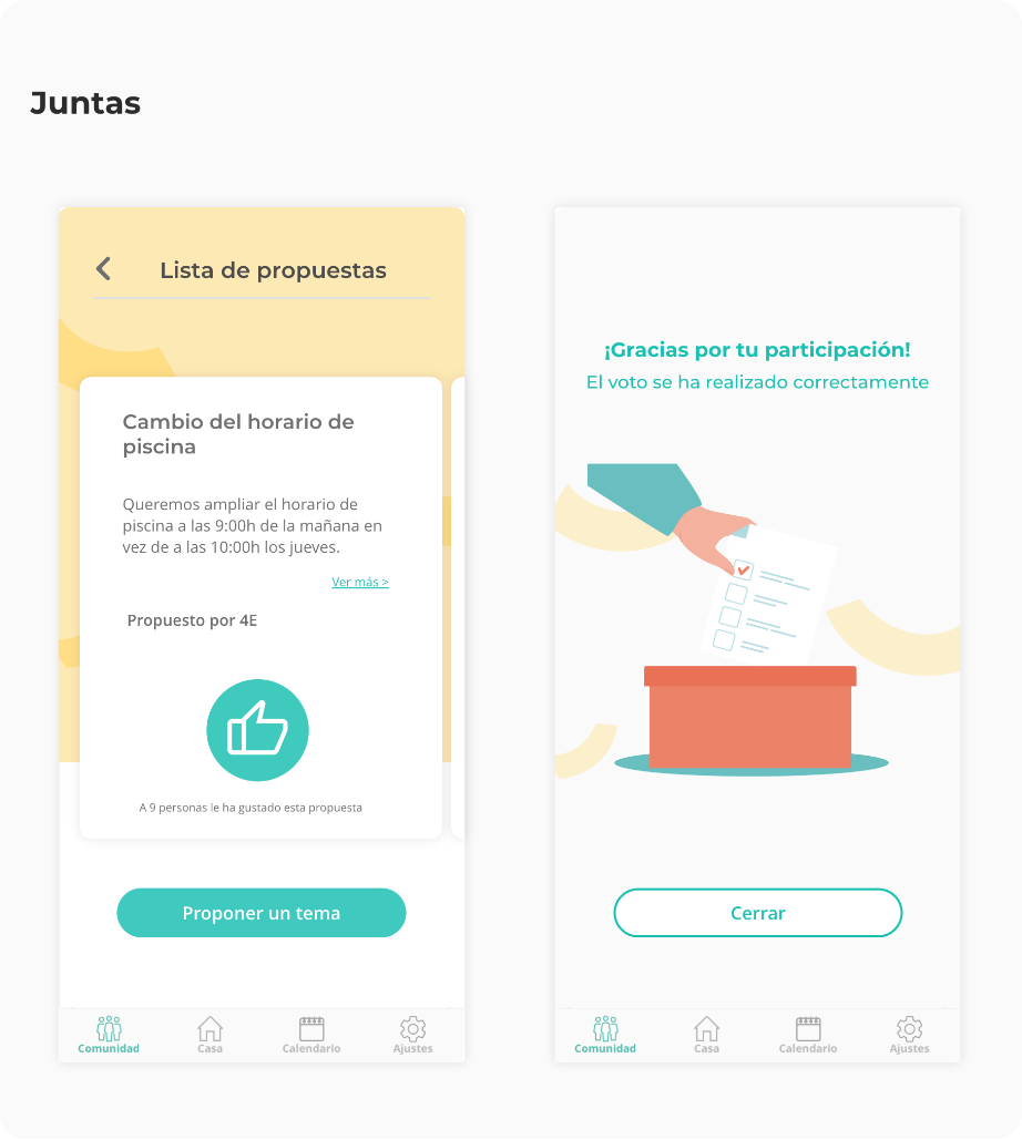 Ilustracion de propuestas de junta en la app de vecinos